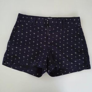 Gap Womens 0 Patterned City Short Navy Blue White Print Cotton Blend